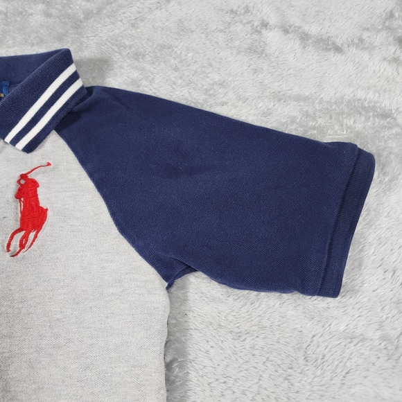 Polo Ralph Lauren Polo Shirt‎ Youth Large 14-16 Navy Gray Big Pony Athletics - Picture 5 of 13